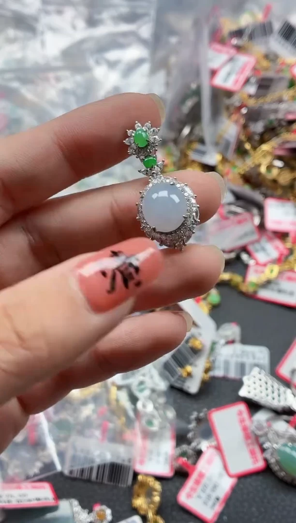 银S925镶嵌戒指翡翠天然A货缅甸翡翠