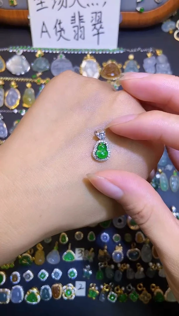 翡翠银S925镶嵌吊坠(不含链)天然A货翡翠