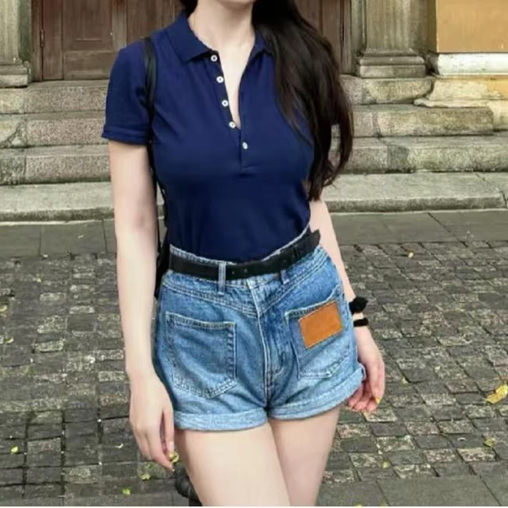 宝丫轻奢  女式通勤简约短袖polo衫T恤上衣K2388