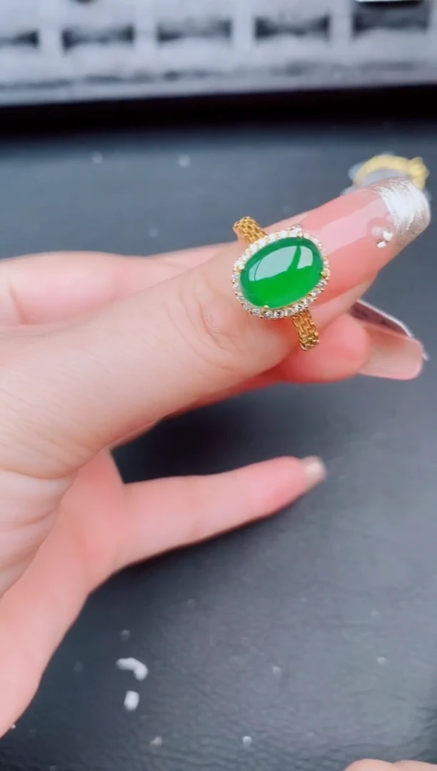 翡翠戒指银S925镶嵌天然a货翡翠186