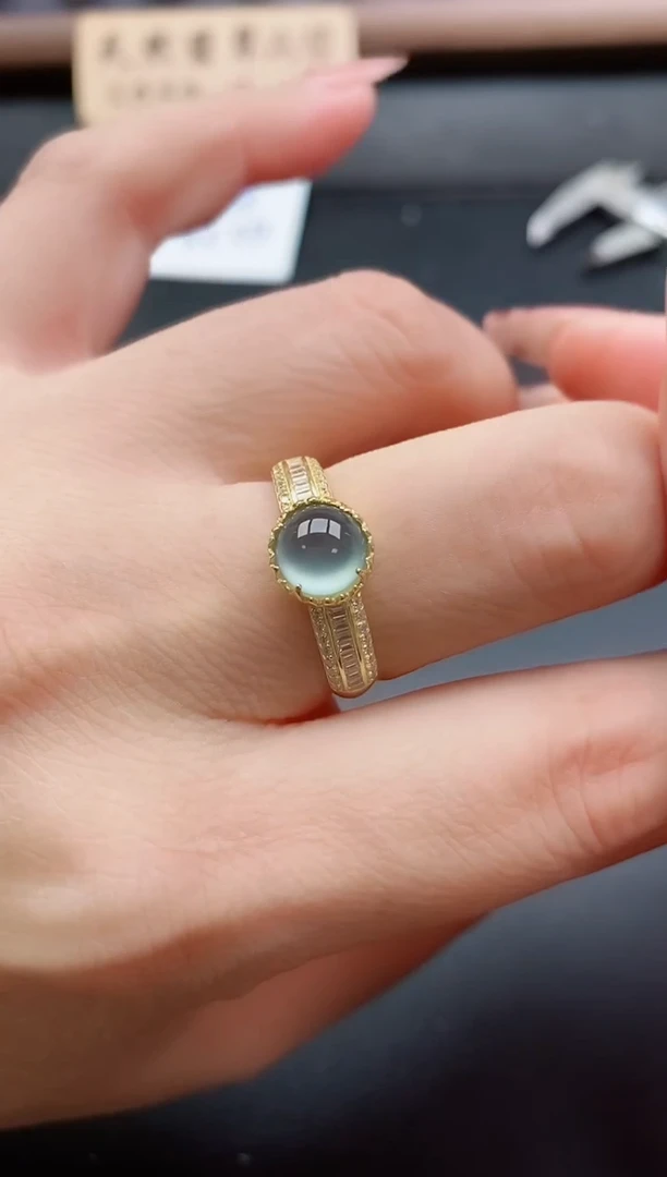 银S925镶嵌戒指翡翠1