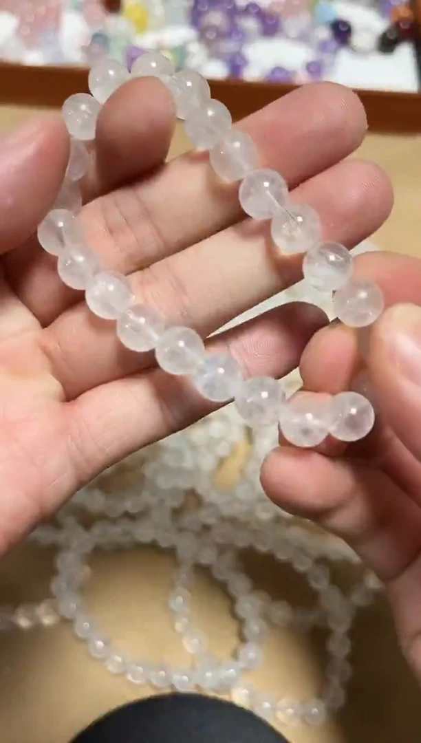 未镶嵌手链水晶18-5白幽灵8-9mm手串