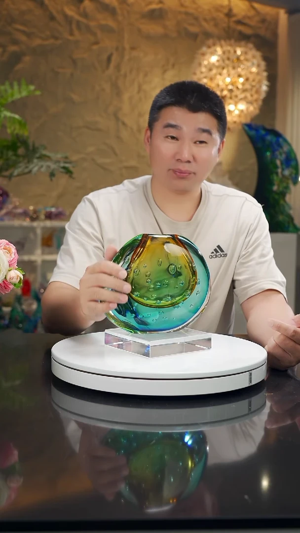 手工艺品琉璃福利琥珀蓝花瓶
