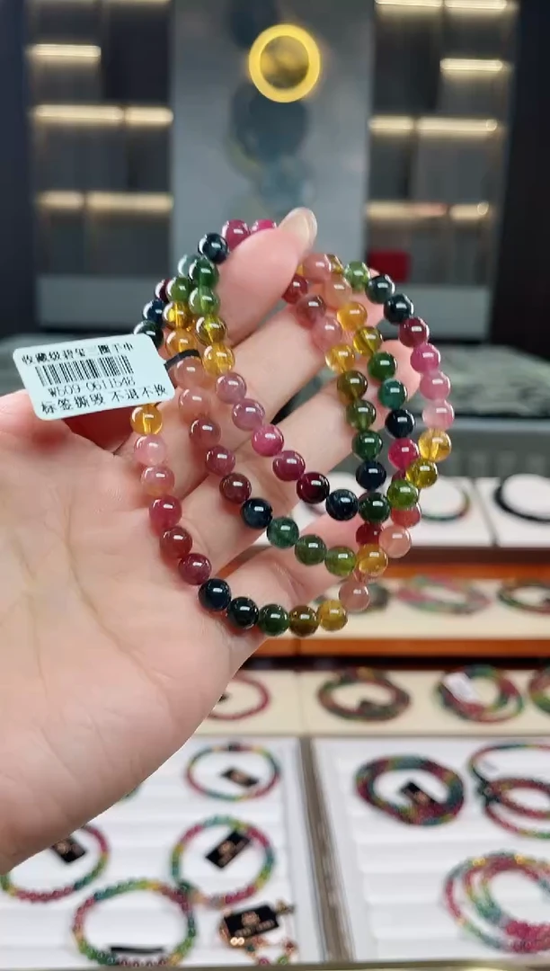 未镶嵌老矿碧玺三圈手串6mm+碧玺（多样性发一条）T