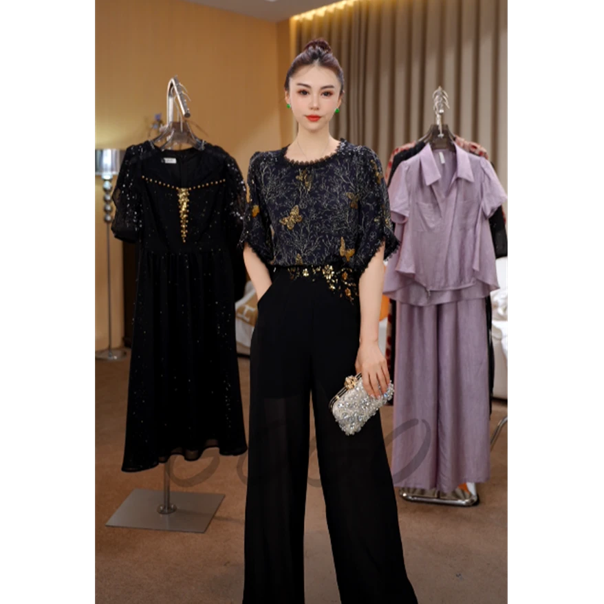 G7096黑色休闲西裤女2025夏季新款高腰阔腿裤宽松百搭直筒长裤