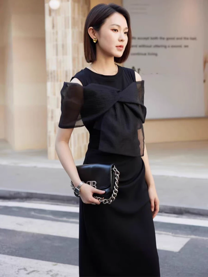 G01-G100连衣裙长裙女装女神百搭轻奢拼接中长裙