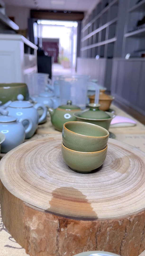 杯子原生态原矿葱绿马眼杯