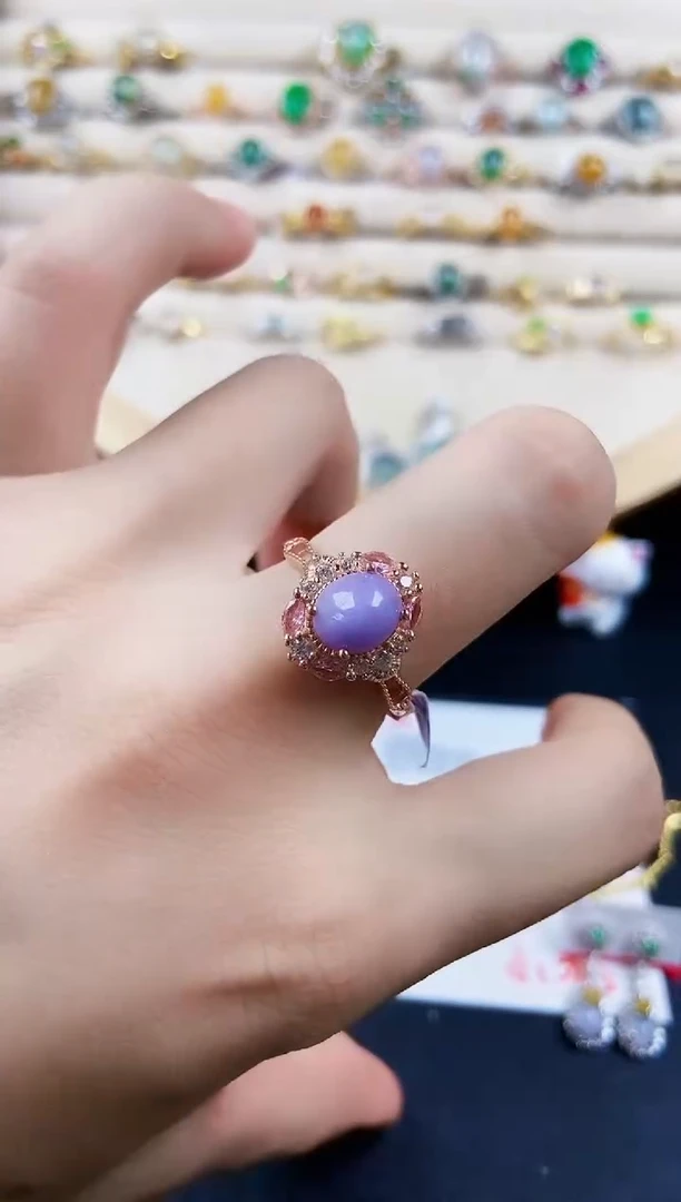 翡翠戒指银S925镶嵌123899