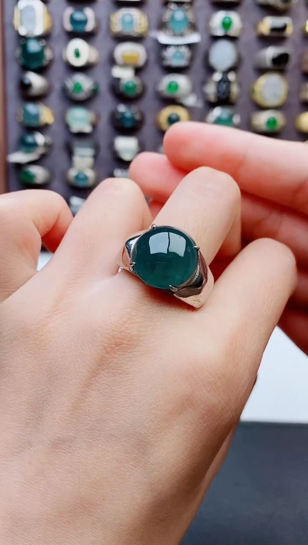翡翠戒指未镶嵌天然翡翠男戒
