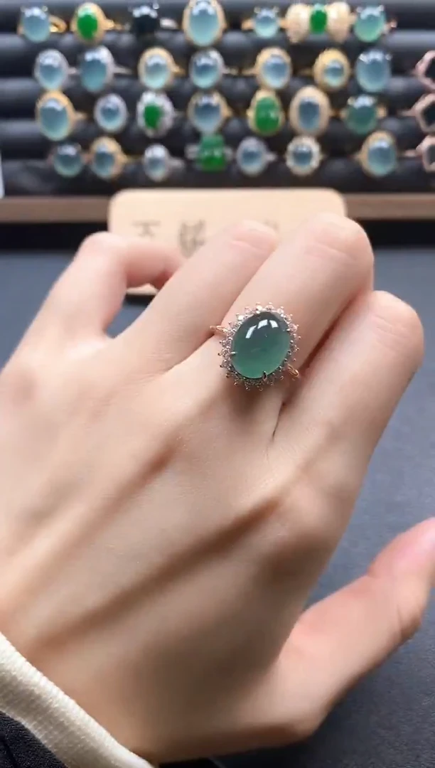 银S925镶嵌戒指翡翠5111