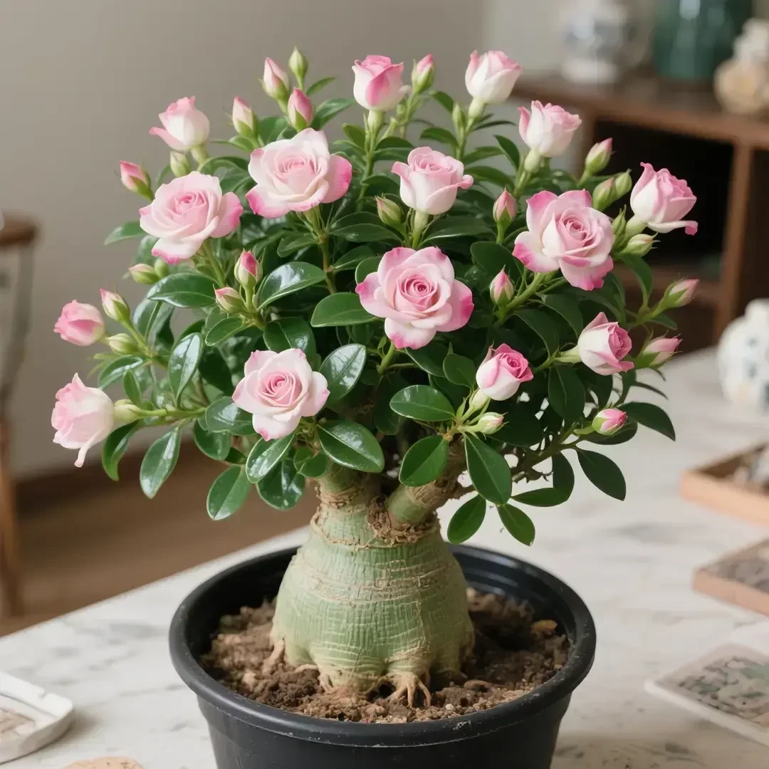 四季开花嫁接沙漠玫瑰盆栽重瓣大花室内外耐寒热好养易活花卉绿植