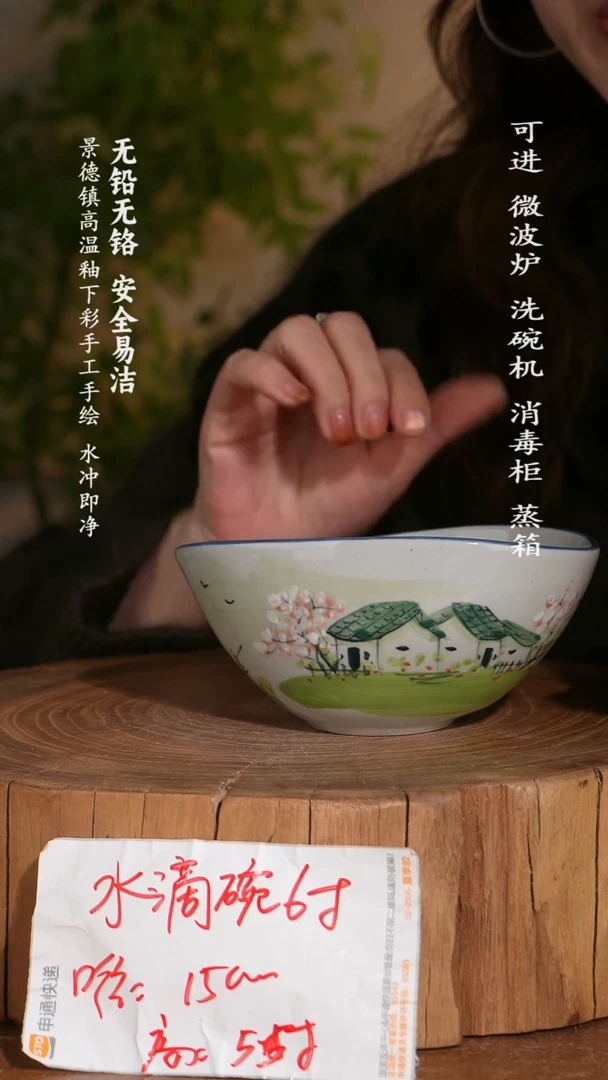 碗陶瓷景德镇高温瓷釉下彩手绘陶瓷
