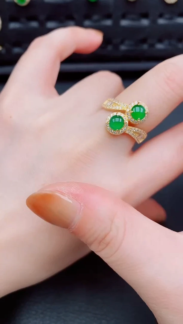 【闪购商品】翡翠戒指银S925镶嵌天然a货翡翠194