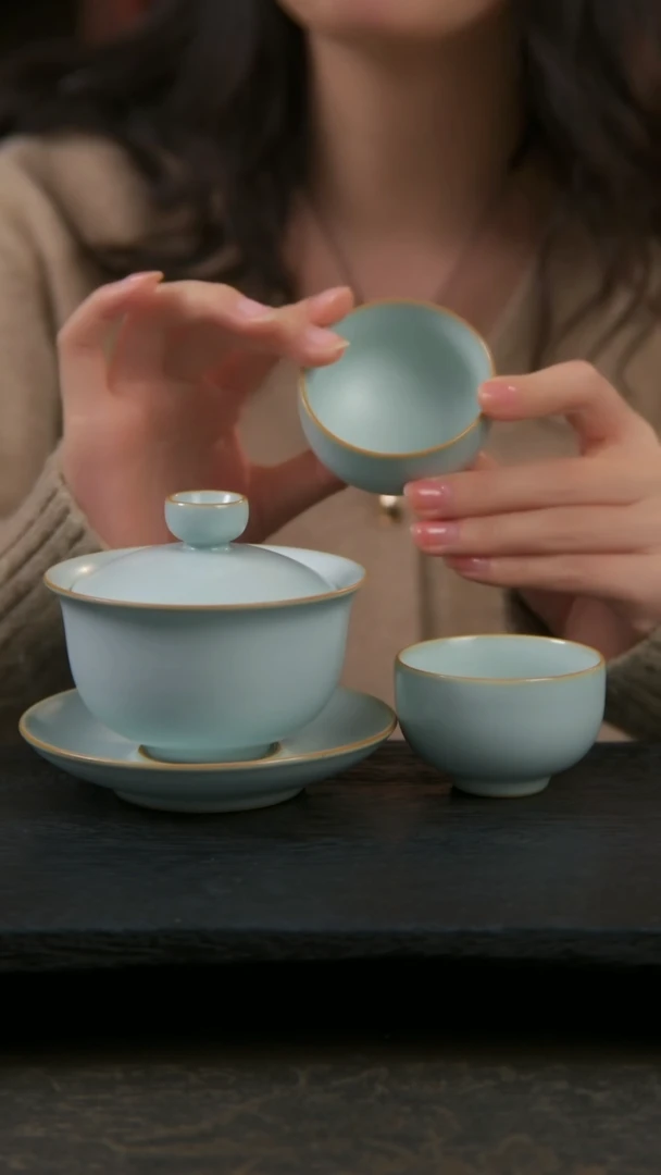 【闪购商品】杯随缘温文1盖碗2杯套装(默认开片工艺)