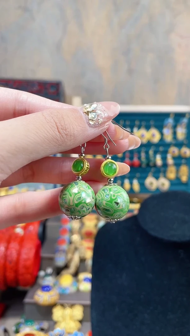 【闪购商品】非遗犀皮漆精品耳环嫩绿