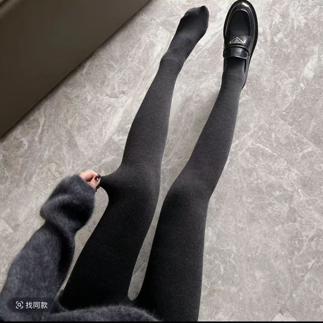 贝姐同款【300克加绒连脚踩脚打底裤】秋冬竖条纹打底连裤袜25