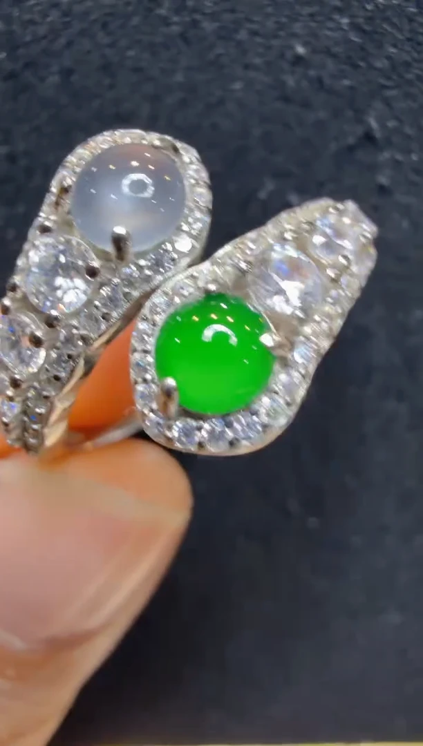 银S925镶嵌戒指翡翠多样性团购发一件