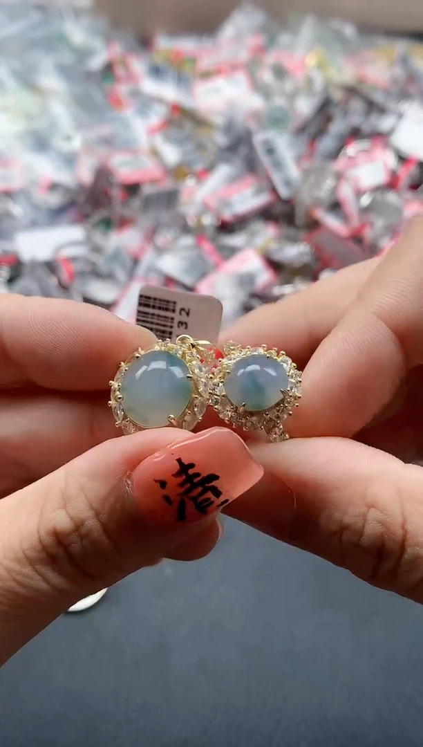 银S925镶嵌戒指翡翠天然A货缅甸翡翠