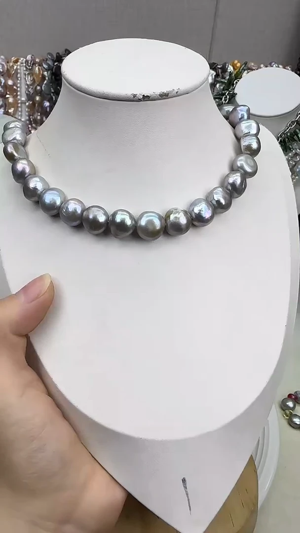 颈饰银S925镀金镶嵌淡水珍珠1