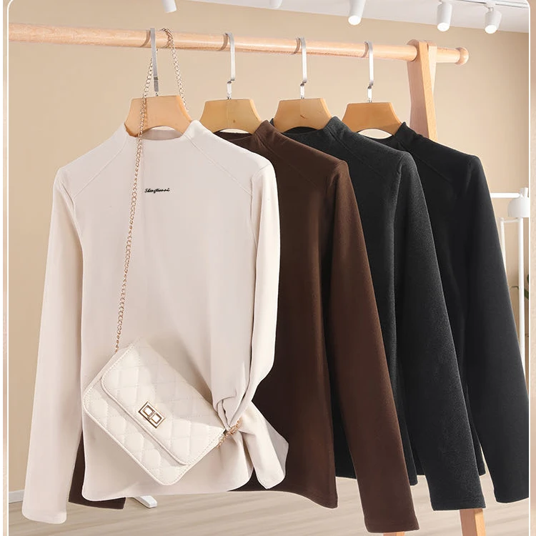 5817-2【玻尿酸+蚕丝蛋白】拼肩无痕·刺绣长袖女百搭遮肚修身打底