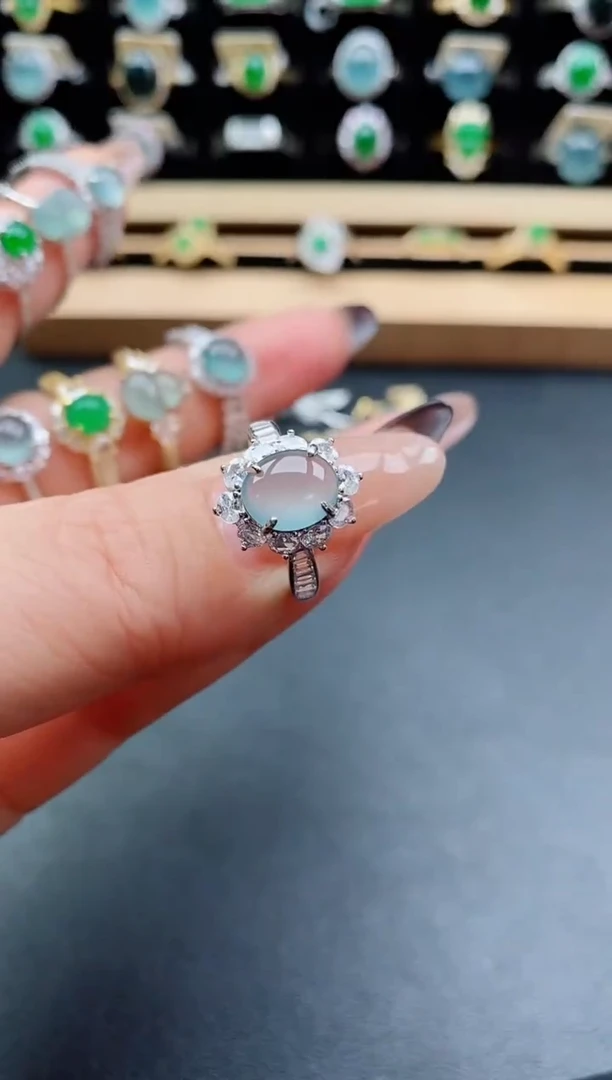 银S925镶嵌戒指翡翠1