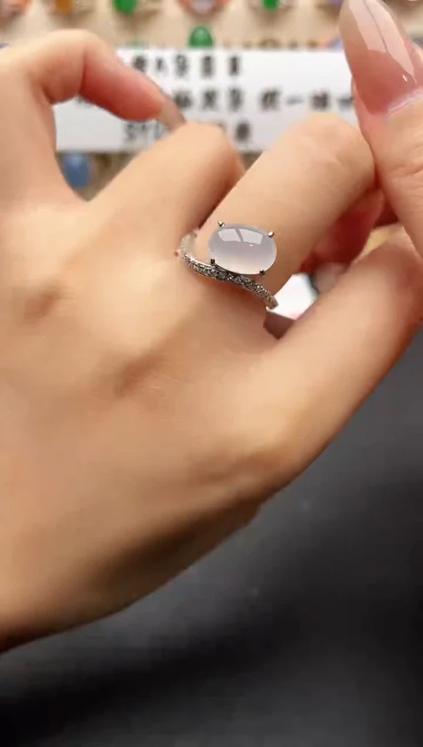 银S925镶嵌戒指翡翠一物一证一礼盒