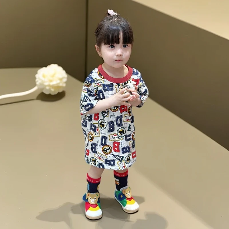 儿童字母中性A类圆领短袖日式夏季T恤卡通风吸汗柔软卡通动漫休闲