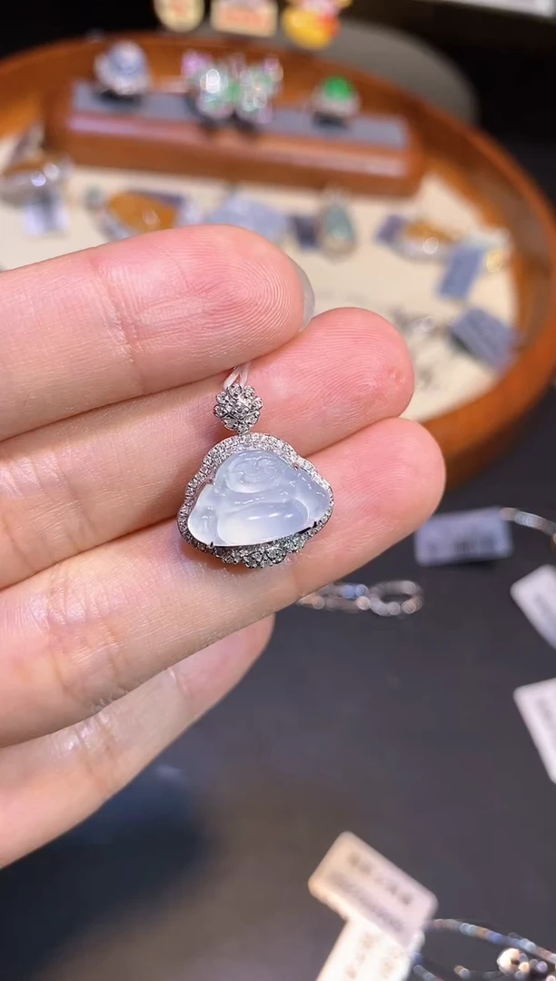 翡翠18K金镶嵌吊坠(不含链)吊坠