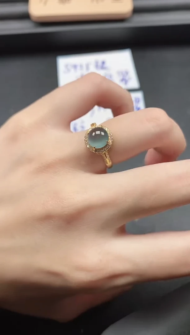 翡翠戒指银S925镶嵌51511