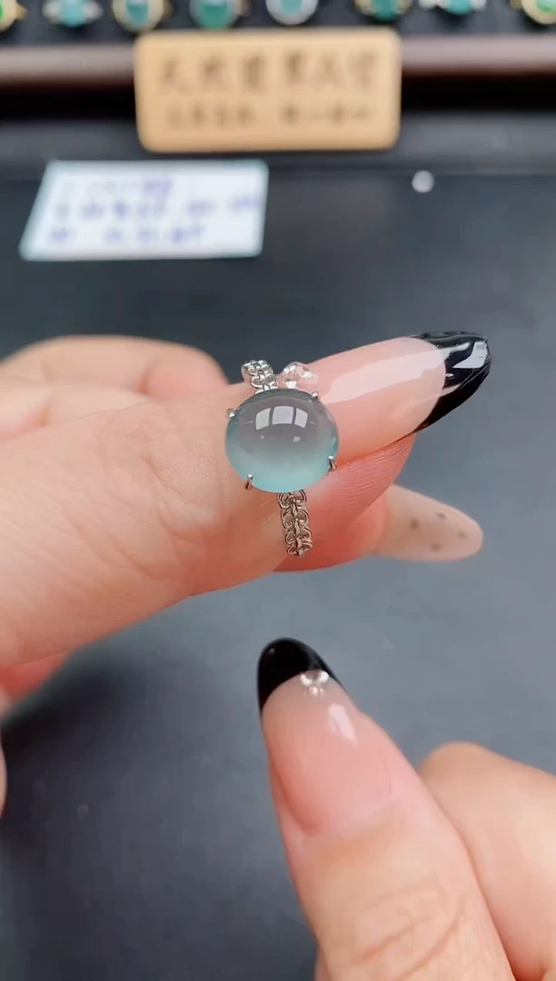 银S925镶嵌戒指翡翠1