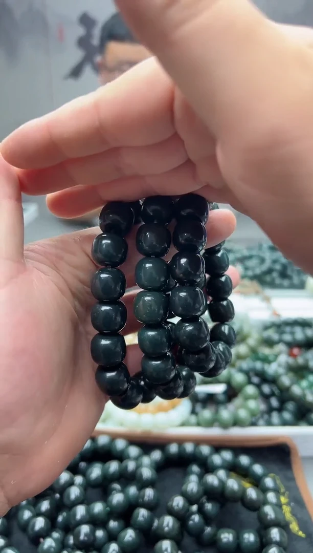 手串未镶嵌和田玉纯天然新疆塔县油青16拍一发一多样性发货