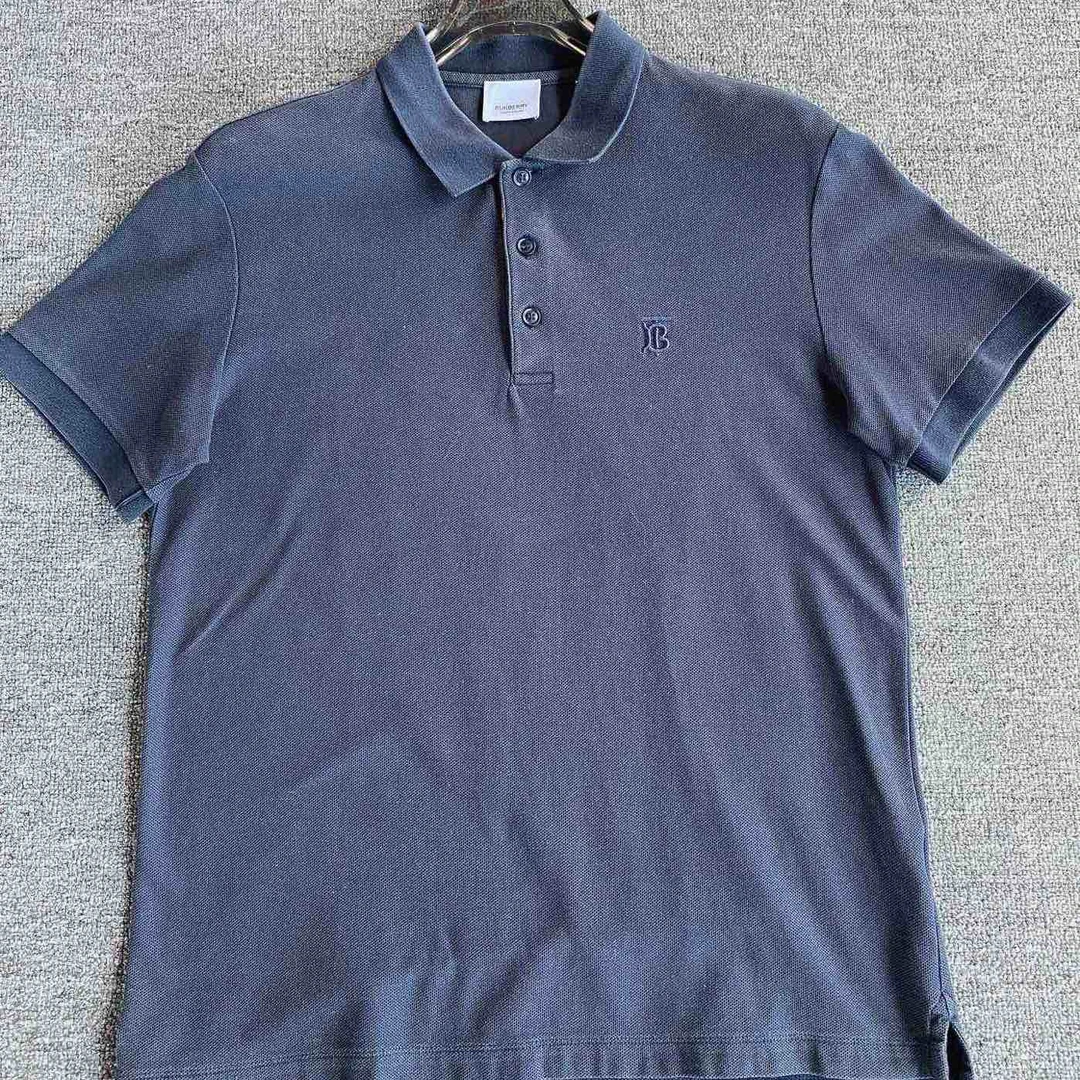 95新 BURBERRY/博柏利 母刺绣休闲短袖Polo衫 M码 B10029