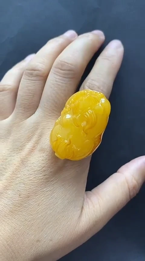 未镶嵌琥珀裸石蜜蜡戒指