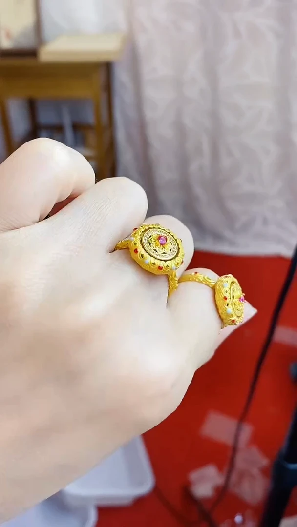 合金无023宝项花旋转戒指