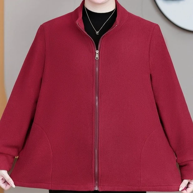 妈妈大码外套卫衣-女秋冬季加绒加厚保暖外套女装秋装老年人宽松