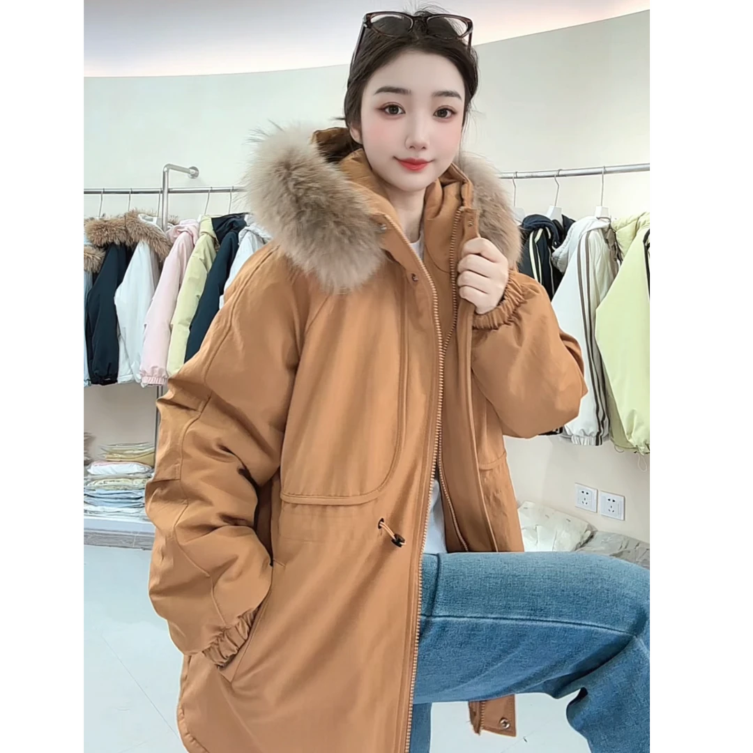 HH 995【加绒加厚】冬款棉服连帽毛领休闲宽松显瘦棉袄