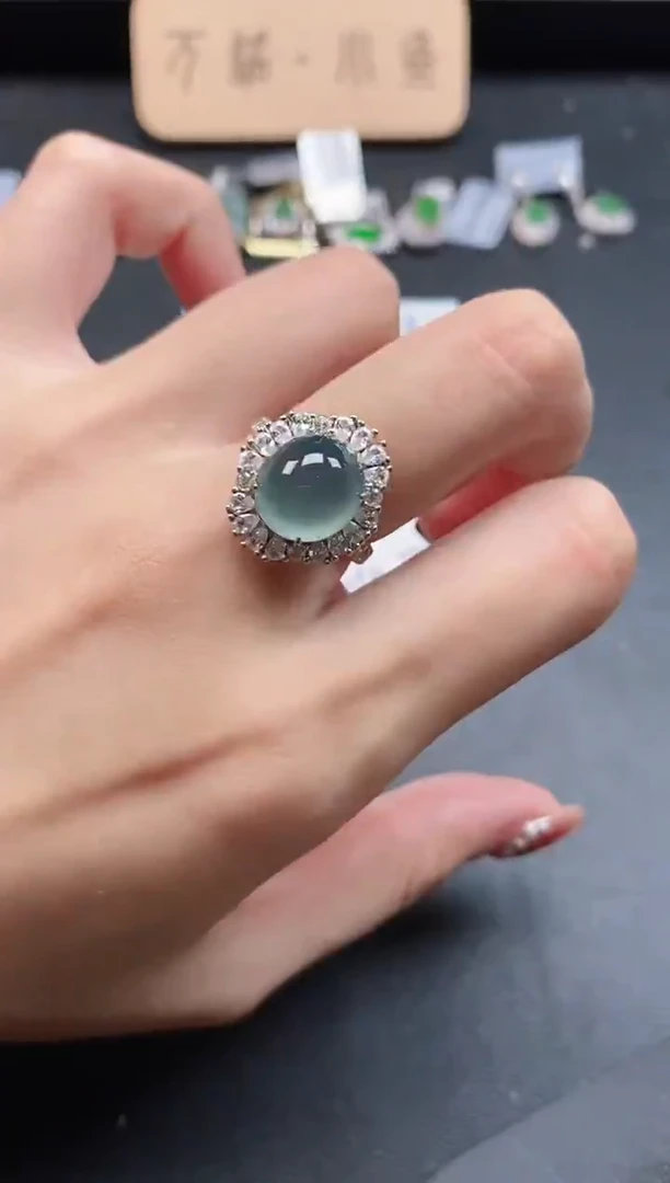 银S925镶嵌戒指翡翠51151