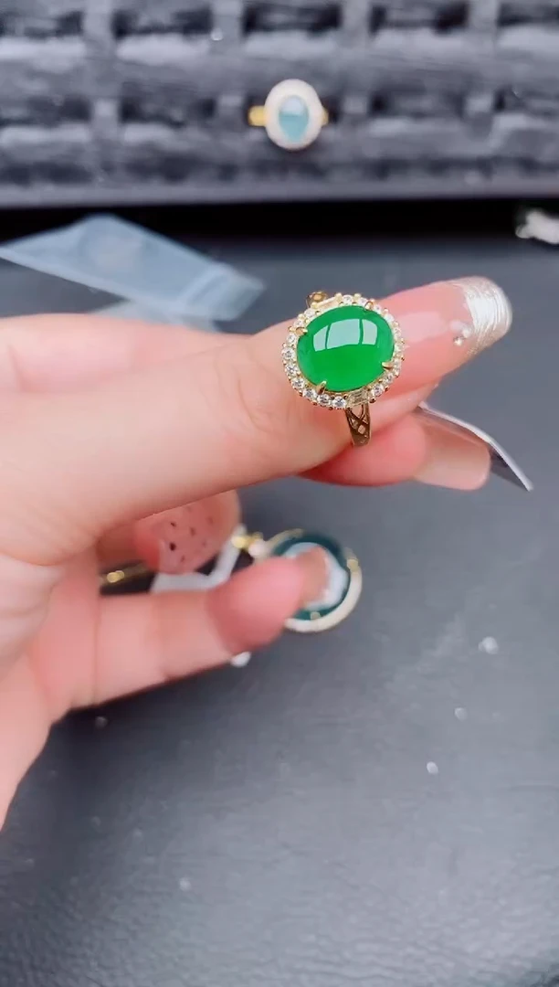 翡翠戒指银S925镶嵌天然a货翡翠429