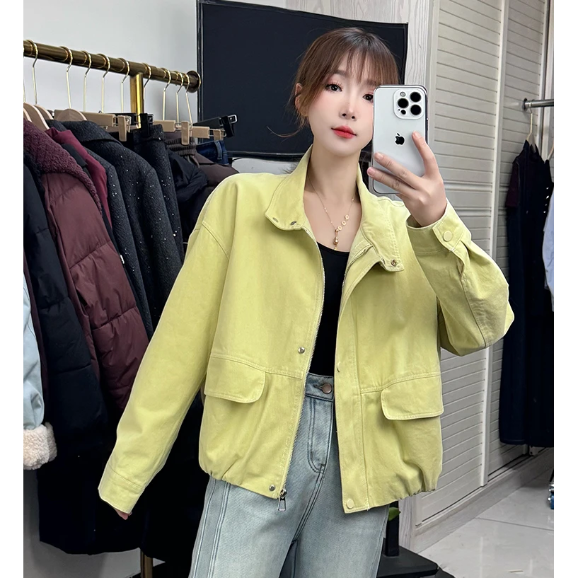 外套女春季新款2025小个子宽松休闲气质百搭立领短款工装夹克上衣