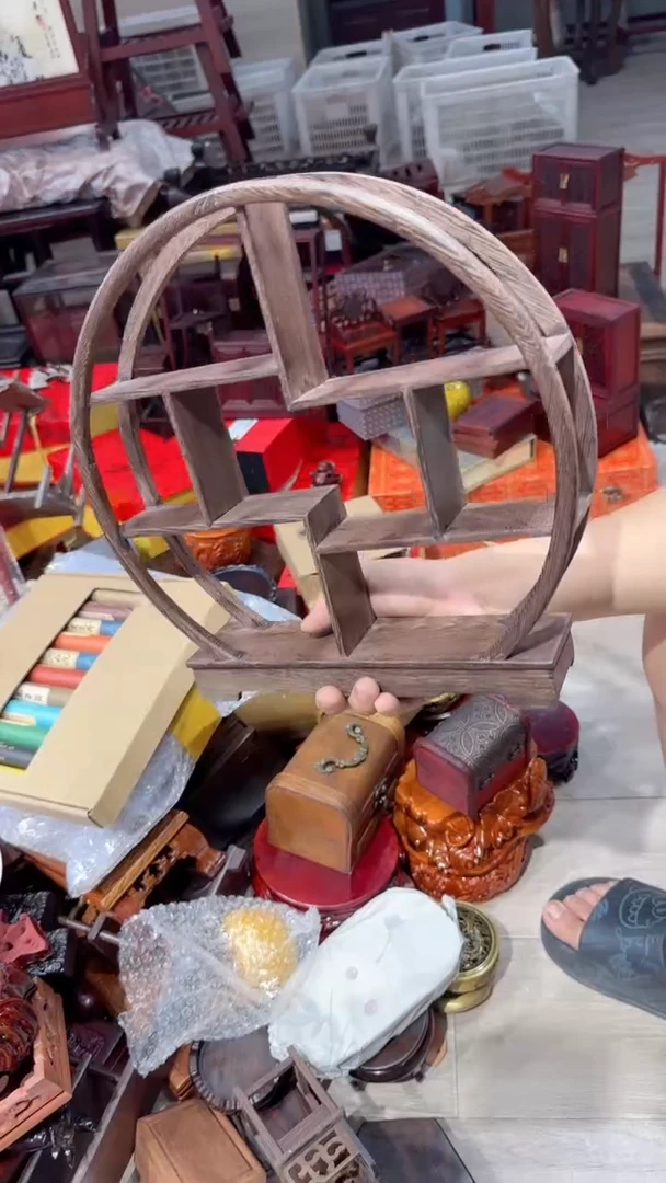 木 光头红木工艺品-圆形博古架