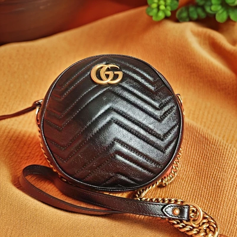 95新 GUCCI/古驰 圆饼包1259 0227