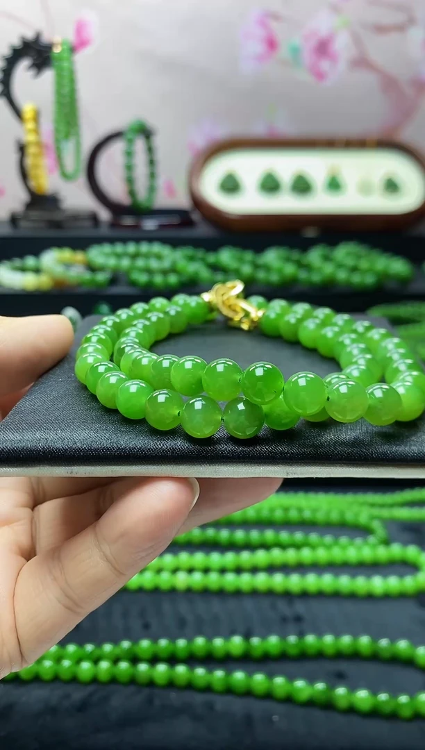 颈饰未镶嵌和田玉（碧玉）和田碧玉8mm妈妈链