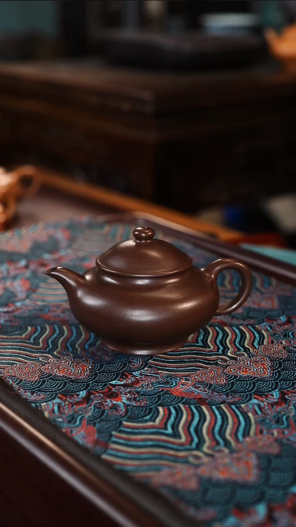 茶壶紫砂笠帽 老紫泥