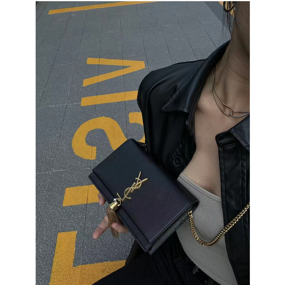 95新 YSL/圣罗兰 【小考拉】圣罗兰 黑金鱼子酱kata斜挎包
