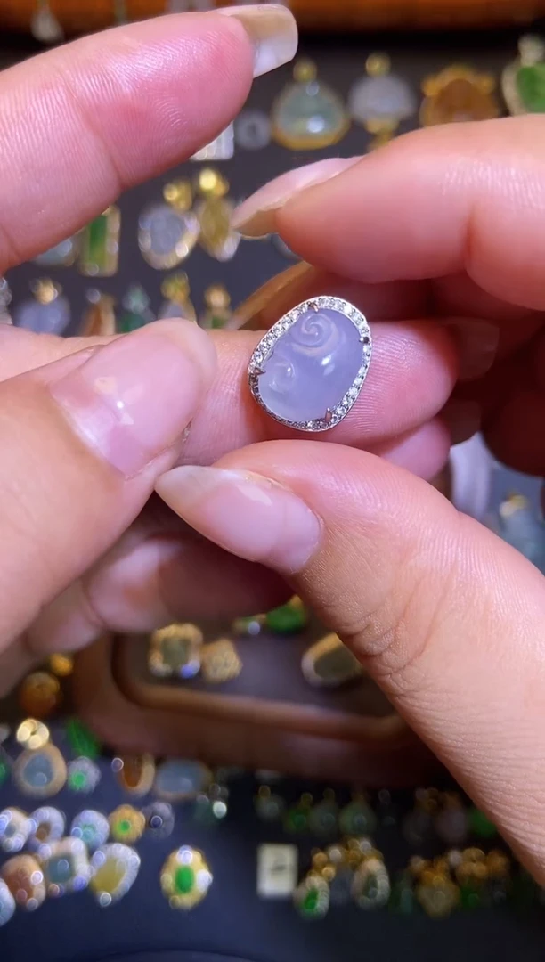 翡翠银S925镶嵌吊坠(不含链)1