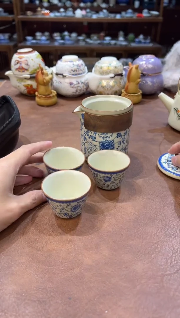 真的很便宜超好看会开片的旅行茶具