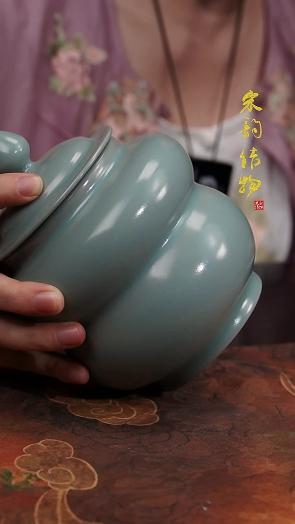 摆件纯手工清凉寺原矿釉葫芦茶叶罐