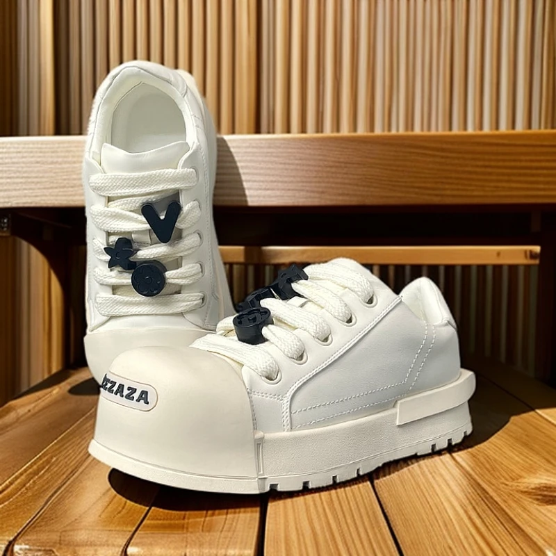 夏季新款开口笑厚底增高板鞋米奇大头鞋小众百搭休闲小白鞋增高鞋