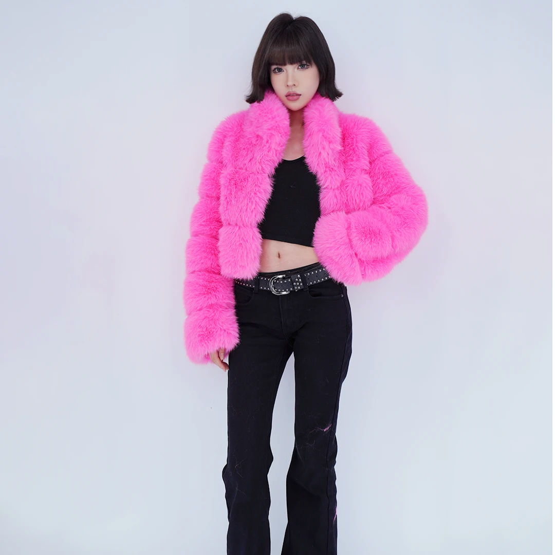 新【DGG STUDIO】2024秋冬新款设计师毛毛短款外套时尚百搭