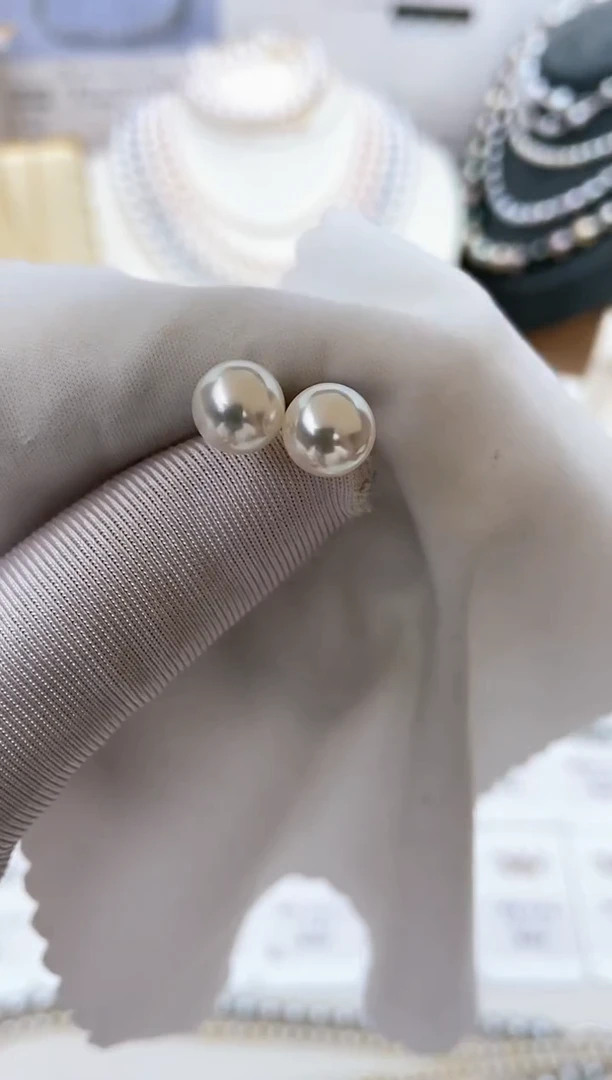 【闪购商品】海水珍珠耳饰18K金镶嵌特选福利7.5-8mm不退不换